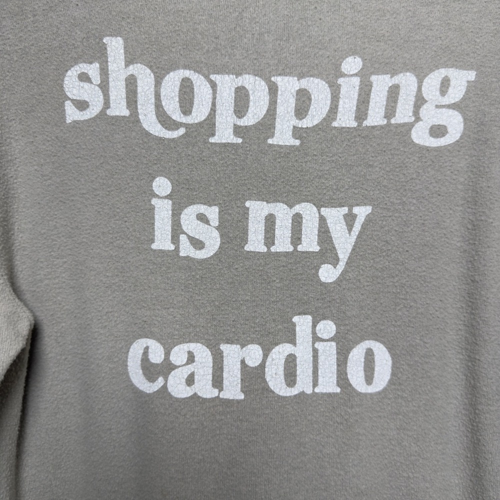 Wildfox Women Hoodie Medium Gray Shopping Is My Cardio Graphic Sweatshirt - Picture 3 of 12